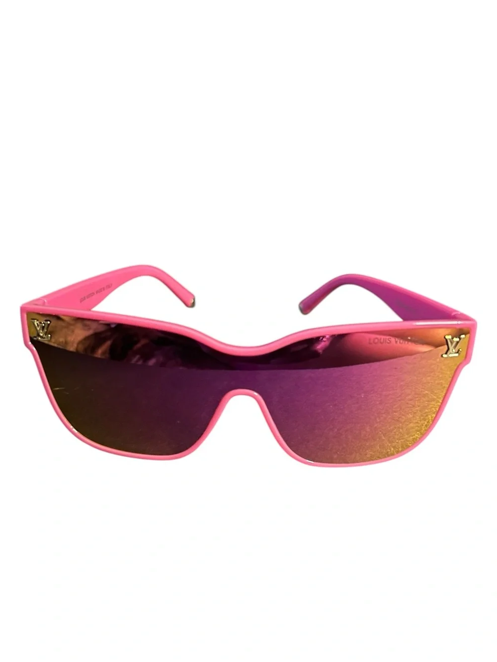 Louis Vuitton : Hot Pink Shield Sunglasses with Mirror Gradient Lenses